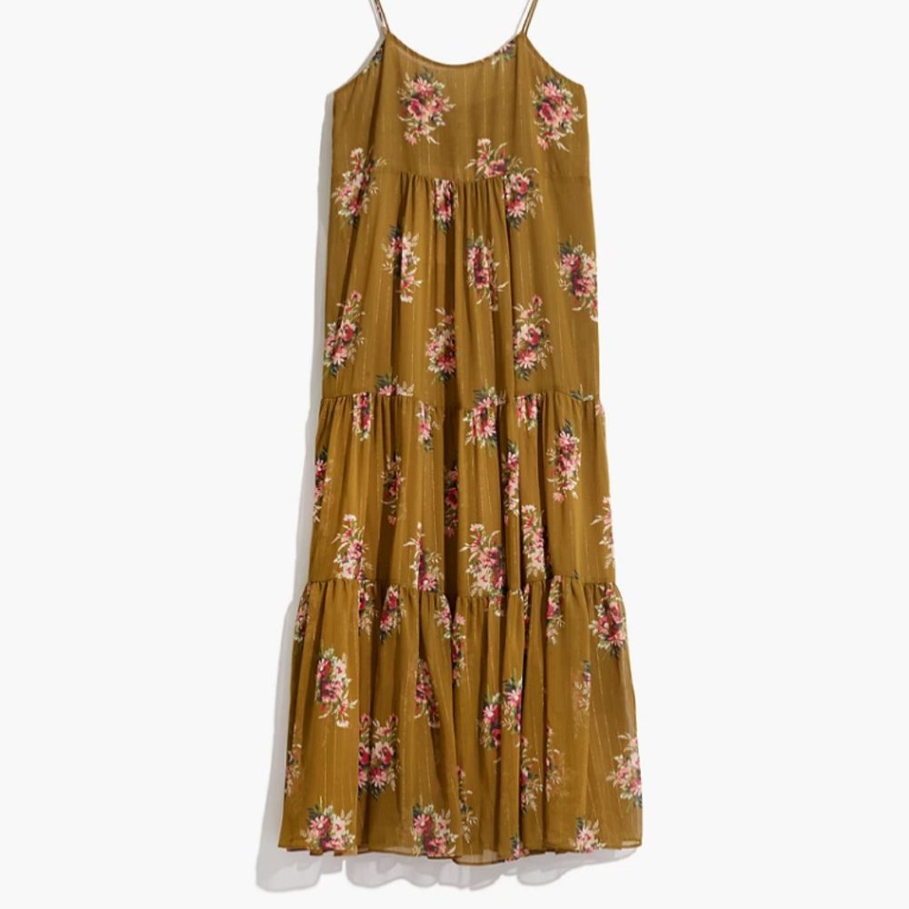 Cami Tier Midi Dress in Metallic Classic Corsage